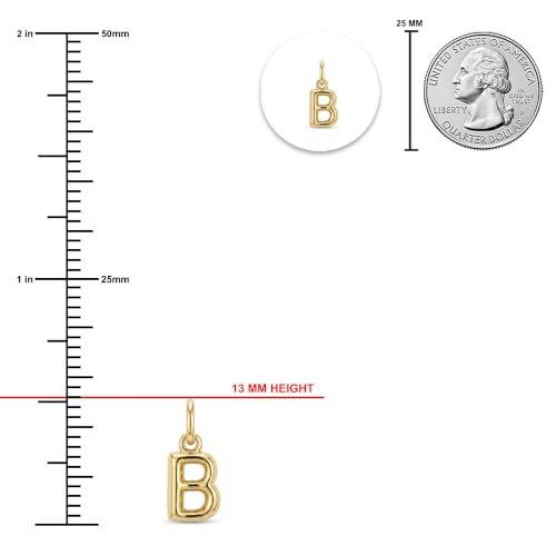 Gold Puffed Initial Letter Charm - 10 Karat Gold - 3D Bubble Letter Pendant - style: Letter b