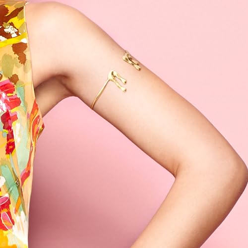 Gold Coil Arm Cuff for Women,Upper Cuff Bracelet Armlet Minimalist Armband Bangle Liquid Lava Chain Open Bangle bracelets for Women - style: Lava Droplet - Gold