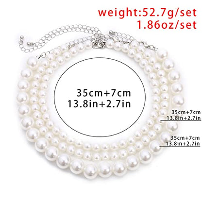 Boho Choker Necklaces for Women - Faux Round Pearl Layered Fashion Chunky Thick Clavicle Necklace Wedding Bride Jewelry Gifts - color: Style A