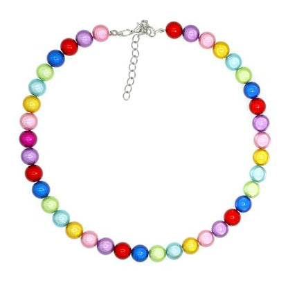 Long Simulated 10mm AAA Pearl Strand Necklace for Women Multicolor Pearl Choker Necklace 1920s Pearl Statement Necklace Costume Jewelry - color: 10mm Multicolor Reflective