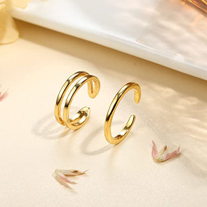 IRONBOX 14K Gold Filled Toe Rings for Women Simple Open Band Toe Ring Adjustable Toe Rings - color: Gold B