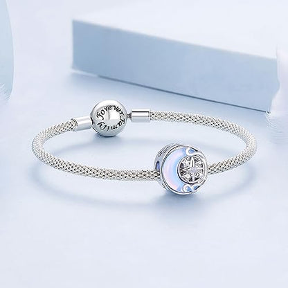925 Sterling Silver Charms for Bracelet Jewelry Gifts for Women - color: moon stars