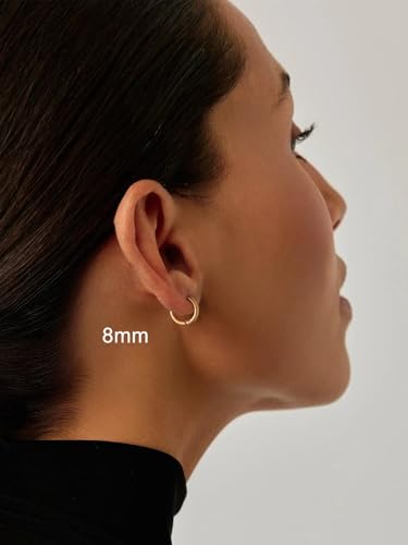 Small Hoop Earrings for Women 7-16mm Stainless Steel Huggie Earrings Lightweight - color: c. Gold A, size: Diameter 8mm