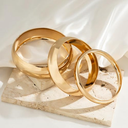 Frodete Chunky Gold Bangles for Women Non Tarnish Chunky Wide Cuff Bracelets Silver Cuff Bangle Bracelet Trendy Statement Minimalist Jewelry Gifts - color: A37:gold bangles