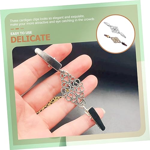 2Pcs Vintage Shawl Clips Retro Cardigan Collar Clips Elegant Dress Shirt Brooch for Women Durable Sweater for Weddings and Parties