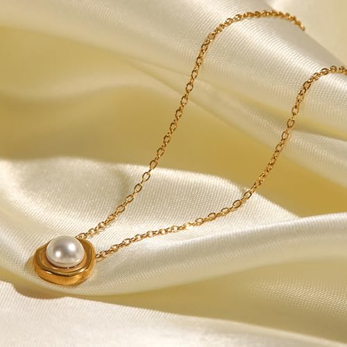 Unisex Celestial Gold Pendant Necklaces, Sun/Moon/Star/Angle Celestial Elements Unisex Choker Gold Lover Chains for Men and Women Jewelry - color: Pearl Drop - Round