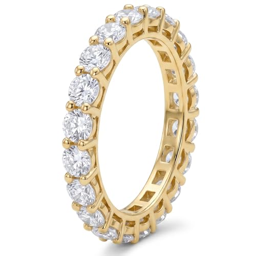 Eternity Engagement Wedding Bands Ring Gold Plated Stackable 3mm Size 4-9 - color: Gold