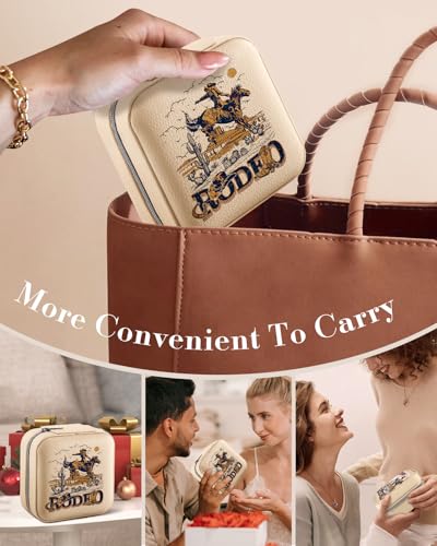 Bistup Travel Jewelry Case - Small Jewelry Organizers and Storage Box for Women Girls Teens Cute Traveling Jewelry Holder with Mirror Little Tiny Compact Modern Unique Aesthetic Pretty, Western - style: Western