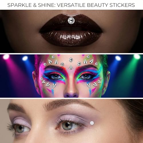 Fake Eyebrow Ring, Fake Lip Labret Studs Non-Piercing Eyebrow Piercing Replacement Balls Spike with 100Pcs Sticker and 1 Pcs Tweezers Body Jewelry Nose Rings