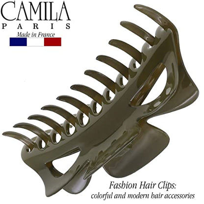 Camila Paris CP3501 French Large Hair Clips for Women Thick Hair for Long Curly Wavy Hair, Girls Hair Claw Clip, Durable Styling Big Claw Clip for Thick Hair, Strong Hold No Slip Grip, Made in France - color: Green 6"
