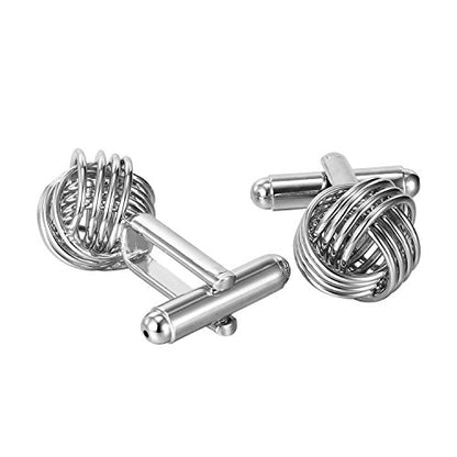 Urban Jewelry Mens Stainless Steel Nautical Knot Cufflinks Sharp Formal | Nautical Cufflinks Stainless Steel Rust Resistant Finish Polished Cufflink Finish Modern Cufflink Design Style - color: Stainless Steel Knot Cufflinks for Men