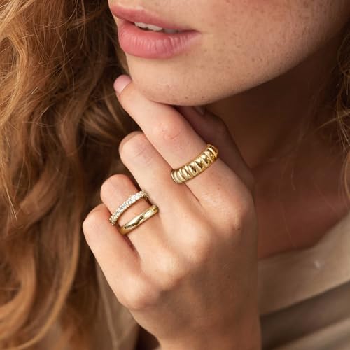 KSF 2Pcs / 3Pcs / 4Pcs Stackable Rings for Women, Gold and Silver Plated Stack Ring Set for Everyday Wear, Gift for Her - color: Style2