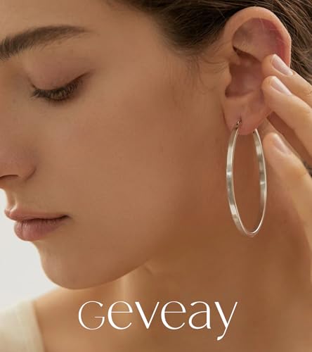 Lightweight 925 Sterling Silver Post Hoop Earrings for Women | 3mm Wide Hypoallergenic Thin Large Hoop Earrings for Women Gift 30/40/50/60mm - size: 60mm Silver
