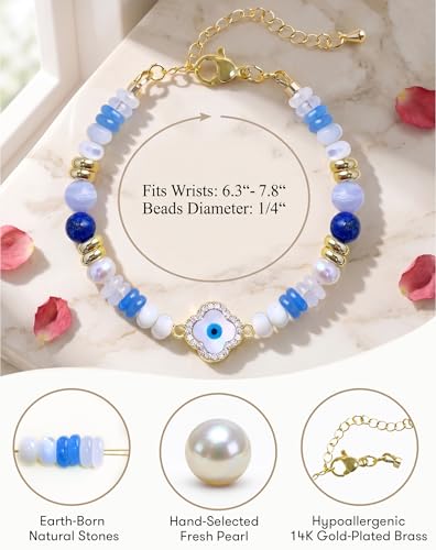 Birthday Jewelry Gifts For Girls Women, Four Leaf Clover & Heart Bracelets - color: Aura Shield