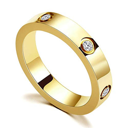 PDWZNBA Love Friendship Ring 18K Gold-Plated Stainless Steel Promise Ring Wedding Band Jewelry Birthday Gifts for Women - color: Ogold