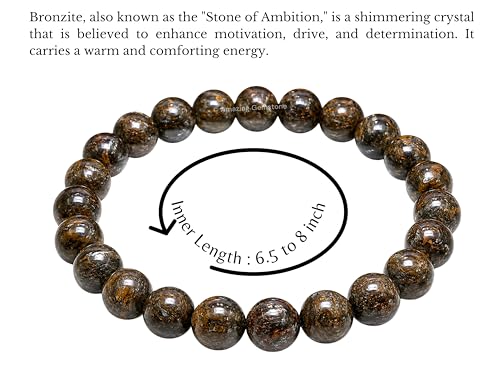 Amazing Gemstone Bronzite Crystal Bracelet for Women Men's Gifts - Protection Healing Crystal Bracelet - 8mm Gemstone Beaded Stretchable Bracelet Pulseras Para Hombres Mujer Stocking Stuffers Mothers Day Gift - color: Bronzite