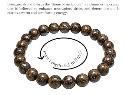 Amazing Gemstone Bronzite Crystal Bracelet for Women Men's Gifts - Protection Healing Crystal Bracelet - 8mm Gemstone Beaded Stretchable Bracelet Pulseras Para Hombres Mujer Stocking Stuffers Mothers Day Gift - color: Bronzite