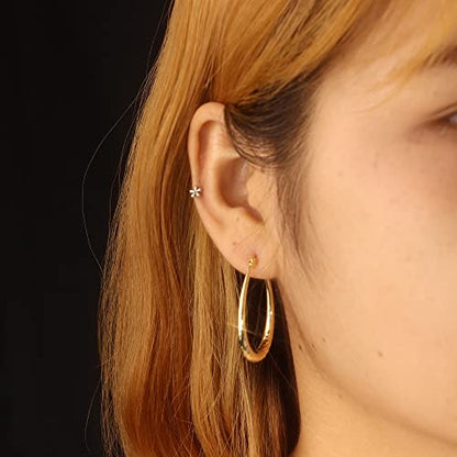 Silver Oval Hoop Earrings for Women 14K Gold Plated Hoop Earrings | Hypoallergenic Lightweight - color: D-14K Gold