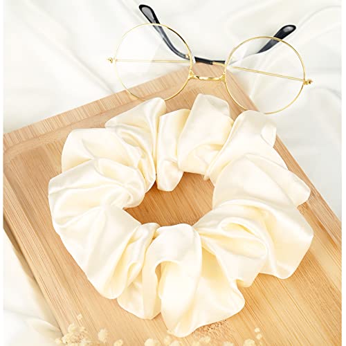 Brown Black Big Satin Scrunchies for Women 6.3Inches Large Scrunchie Coffee Satin Oversized Thick Elastic Hair Ties Jumbo Hair Scrunchies 6 Pack (black,coffee, champagne,brown,grey,dark brown) - color: Black, Coffee, Champagne, Brown, Grey, Dark Brown, si