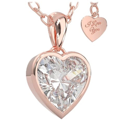 SERASAR Rose Gold Heart Pendant Necklace Women Jewelry Steel Chain Gifts - color: Rosegold, style: Love