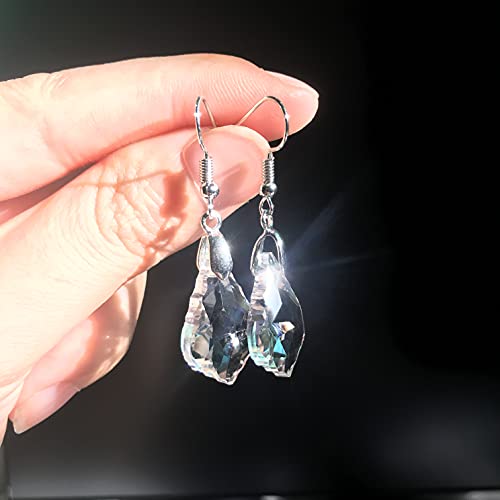 Unique Sparkly Multi-color Crystal Teardrop Dangle Drop Earrings Rainbow Crystal Geometry Earrings for Women Statement Chic Charm Jewelry Gifts - color: White