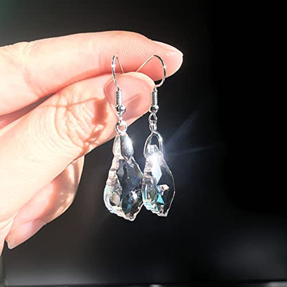 Unique Sparkly Multi-color Crystal Teardrop Dangle Drop Earrings Rainbow Crystal Geometry Earrings for Women Statement Chic Charm Jewelry Gifts - color: White