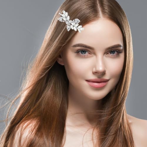 7 Pieces Crystal Leaf Hair Clips Elegant Rhinestone Leaf Wedding Hairpin Bridal Hairpins Delicate Hair Accessories for Girls Women