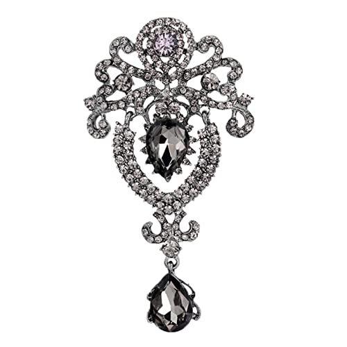 seven wolves Women Crystal Bouquet Brooch Pin All-Match Accessories Rhinestone Brooches and Pins - color: Grey B