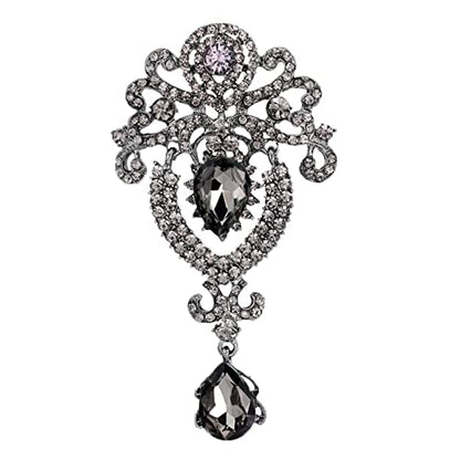 seven wolves Women Crystal Bouquet Brooch Pin All-Match Accessories Rhinestone Brooches and Pins - color: Grey B