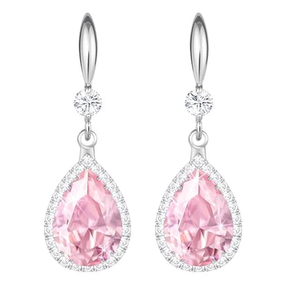 Linawe Imitation Diamond Dangle Earrings for Women Trendy, Rhinestone Drop Chandelier Earrings, Teardrop Crystal Cubic Zirconia Wedding Jewelry Set, 14K Gold/Rose Gold/Silver Tone - color: Silver,Oct,June