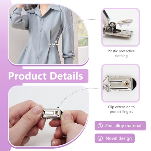 Frutain 2 Pcs Bow Waist Cincher Clips,Sweater Shawl Clips for women, Alloy Waist Buckle for Dresses,Shirts,Cardigans - color: Sliver/Gold