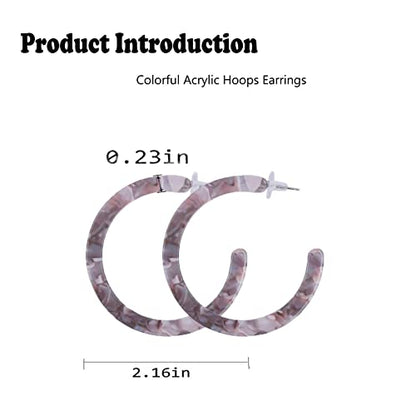Casoty 4 Pairs Acrylic Hoops Earrings for Women, Resin Tortoise Shell Resin Hoop Earrings Fashion Statement Earrings Gifts for Women