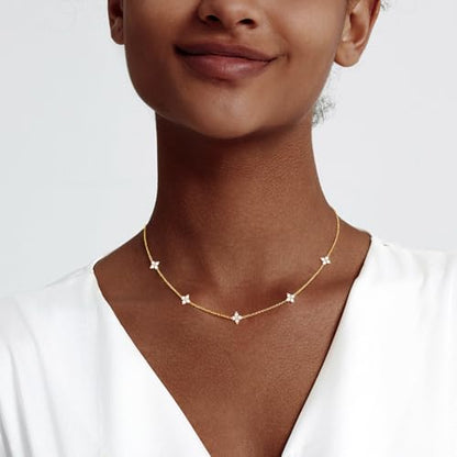 Zeffy Diamond Necklaces for Women, Dainty Gold Necklace 18k Gold Plated Layered Necklaces Simple Gold CZ Diamond Pendant Necklaces for Women Trendy Jewelry Gifts for Girls - color: Gold Flower Diamond Necklace