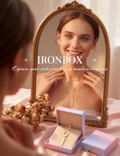 IRONBOX Long Necklaces for Women Trendy 14K Gold Plated Lariat Y Necklace | Hypoallergenic, Adjustable, Gold Silver Drop Necklace, Durable Layered Chain, Dainty Pendant Jewelry, Daily Wear, For Gift