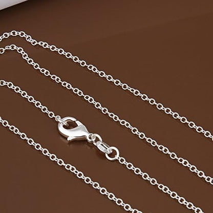 Gold Silver Necklace Chain With Adjustable Lobster Clasp, Diamond Cut Geometric Gold Beads Stationed on Dainty 2mm Cable Box Chain, 16 Inches Rolo Oval Figaro Link Singapore Chain. - color: Silver04