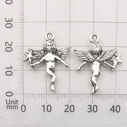 iloveDIYbeads 100g (66pcs) Craft Supplies Antique Silver Wings Angel Fairy Charms Pendants for Crafting, Jewelry Findings Making Accessory for DIY Necklace Bracelet (M151) - color: Angel charms