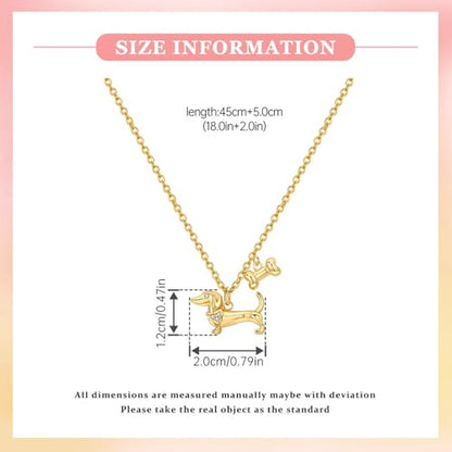 925 Sterling Silver Dainty Necklaces for Women Pendant Jewelry Gift for Her | Hypoallergenic Ocean Animal Love Cherry Blossom Jewelry, Ideal Valentine Birthday Christmas Graduation Gift for Wife Mom - color: Dachshund Dog & Bone