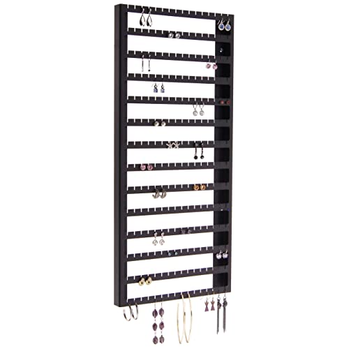 Angelynn's Wall Mount Earring Holder Organizer Closet Jewelry Storage Rack, Luka Large Black - color: Black, size: Luka Large 9"x20"
