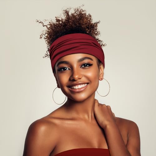 DiyJibb Headbands for Women, 7PCS Wide Cloth Hair Bands for Workout, Yoga, Skincare & Daily Wear, Soft & Stretchy - color: Black, red, blue, olive green, yellow, light pink