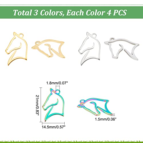UNICRAFTALE Butterfly Flower Charms Stainless Steel Charms Back Bezel Pendants Metal Charms Animal Charms for DIY UV Resin Pressed Flower Crafts Necklace Bracelet Jewelry Making - style: Horse