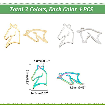 UNICRAFTALE Butterfly Flower Charms Stainless Steel Charms Back Bezel Pendants Metal Charms Animal Charms for DIY UV Resin Pressed Flower Crafts Necklace Bracelet Jewelry Making - style: Horse
