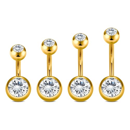 VCMART 14g Belly Button Ring Belly Button Piercing Belly Rings Surgical Steel Belly Button Rings 6mm 8mm 10mm 12mm 14mm 16mm 18mm Short Long Bar Belly Piercing Jewelry for Women Silver - color: A4 -6/8/10/12MM