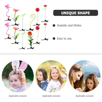 12Pcs Simulation Plant Hair Clips Set for, Mixed Style Sprout Hairpins, Cute Leaf-Inspired Hair Accessories for Everyday Wear and Parties