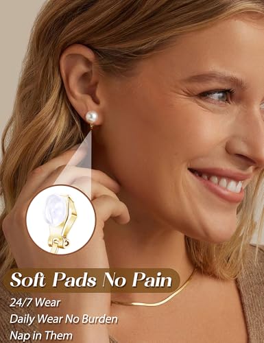 THUNARAZ 10Pairs Clip On Earrings for Women Lightweight Non Pierced Set | Hypoallergenic Gold Stud Earrings,Fake Earrings Set,Cute Pearl CZ Flower Cat Heart,Secure Clip Fit,Extra Soft Silicone Pads - style: goldA