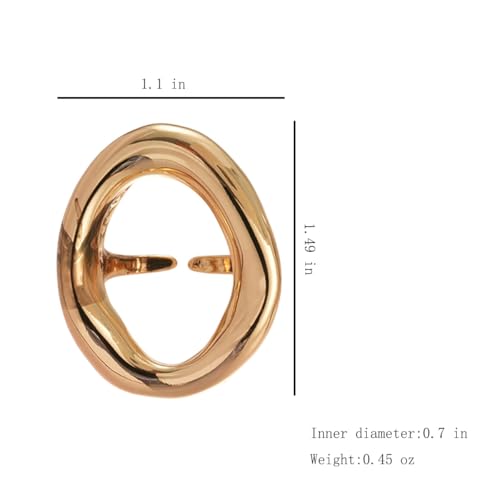 Chunky Irregular Hollow Oval Statement Ring For Women Adjustable Open Band Geometric Fashion Jewelry Gold Tone Or Silver Tone - color: Gold
