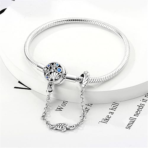 KUNSIR 925 Sterling Silver Snake Chain Bracelet with Safety Chain Charm Bracelets for Women Teen - style: KJB018