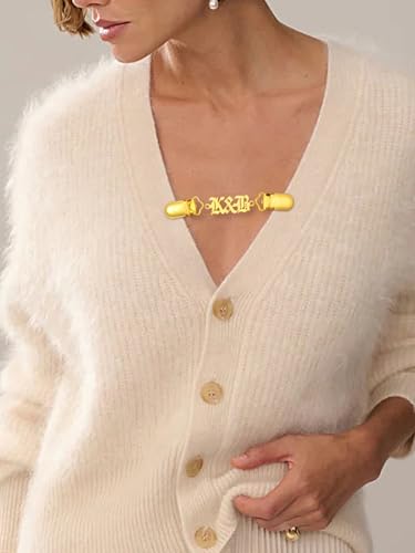 Custom4U Personalized Sweater Clips for Cardigans, Custom Name Initials Cinch Clip, Stainless Steel Dress Clips Back Cinch Shirt Clips for Women Clothing, Shawl Dress Shirts Cincher Small Brooch Jewelry Gifts - color: Gold Color-Old English Font