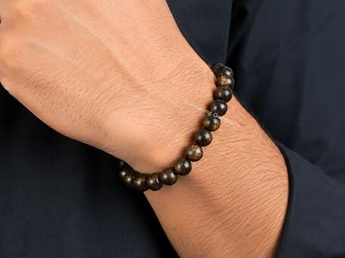 Amazing Gemstone Bronzite Crystal Bracelet for Women Men's Gifts - Protection Healing Crystal Bracelet - 8mm Gemstone Beaded Stretchable Bracelet Pulseras Para Hombres Mujer Stocking Stuffers Mothers Day Gift - color: Bronzite