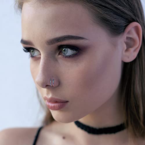 20G Double Nose Ring Hoop for Single Piercing - 2-36 Pcs Jewelry for Women - color: 5 color