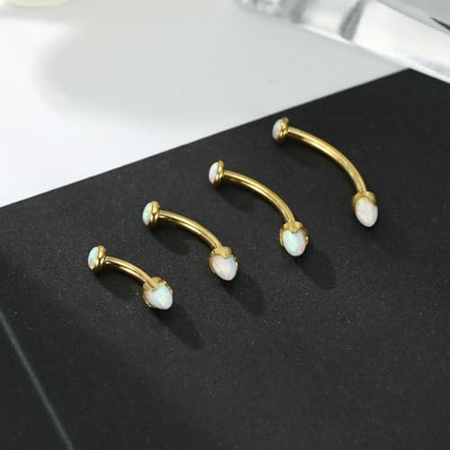 G23 Titanium Eyebrow Piercing Jewelry Eyebrow Rings Curved Barbell 16G Eyebrow Belly Button Ring Navel Rings Rook Daith Earrings Lip Ring Eyebrow Jewelry 6mm-12mm - color: 2PCS,Disc Shape +Cone Shape Purple Opal,Gold